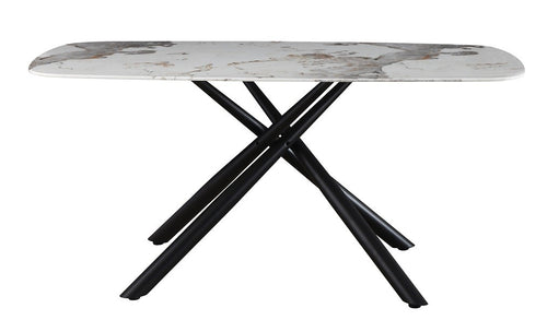 Mesa JAZZ, metal negro, tapa de cristal templado, 160x90 cms