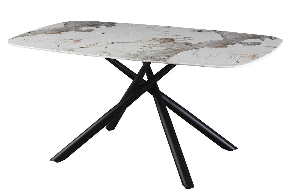 Mesa JAZZ, metal negro, tapa de cristal templado, 160x90 cms