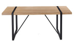 Mesa JENA, metal negro, tapa DM bilaminado roble claro, 180 x 90 cms
