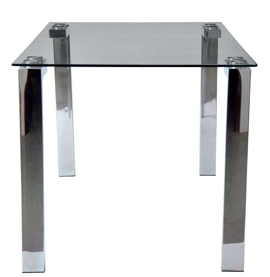 Mesa LAINEY 140 (M), cromada, cristal, 140x80 cms