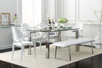 Mesa LAINEY 140 (M), cromada, cristal, 140x80 cms