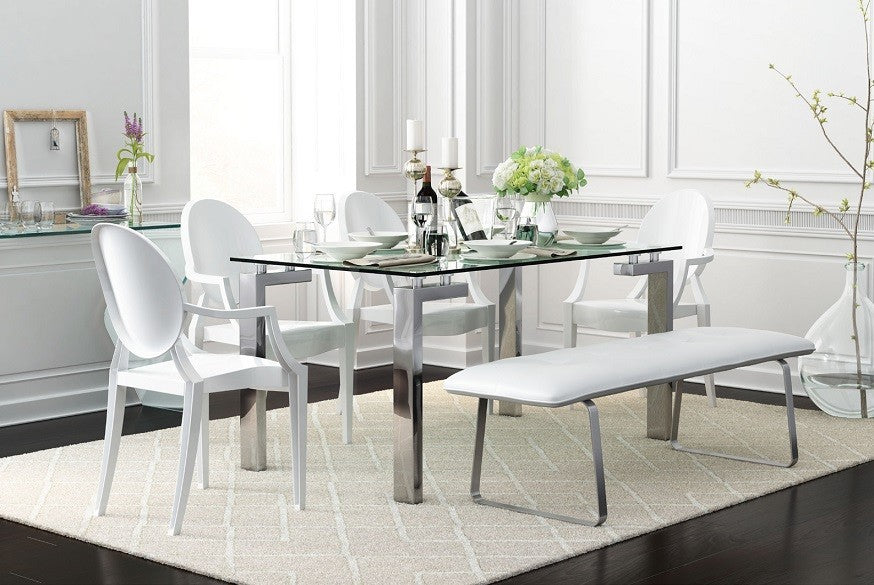 Mesa LAINEY 140 (M), cromada, cristal, 140x80 cms