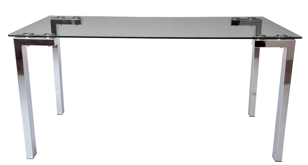 Mesa LAINEY 160 (M), cromada, cristal, 160x90 cms