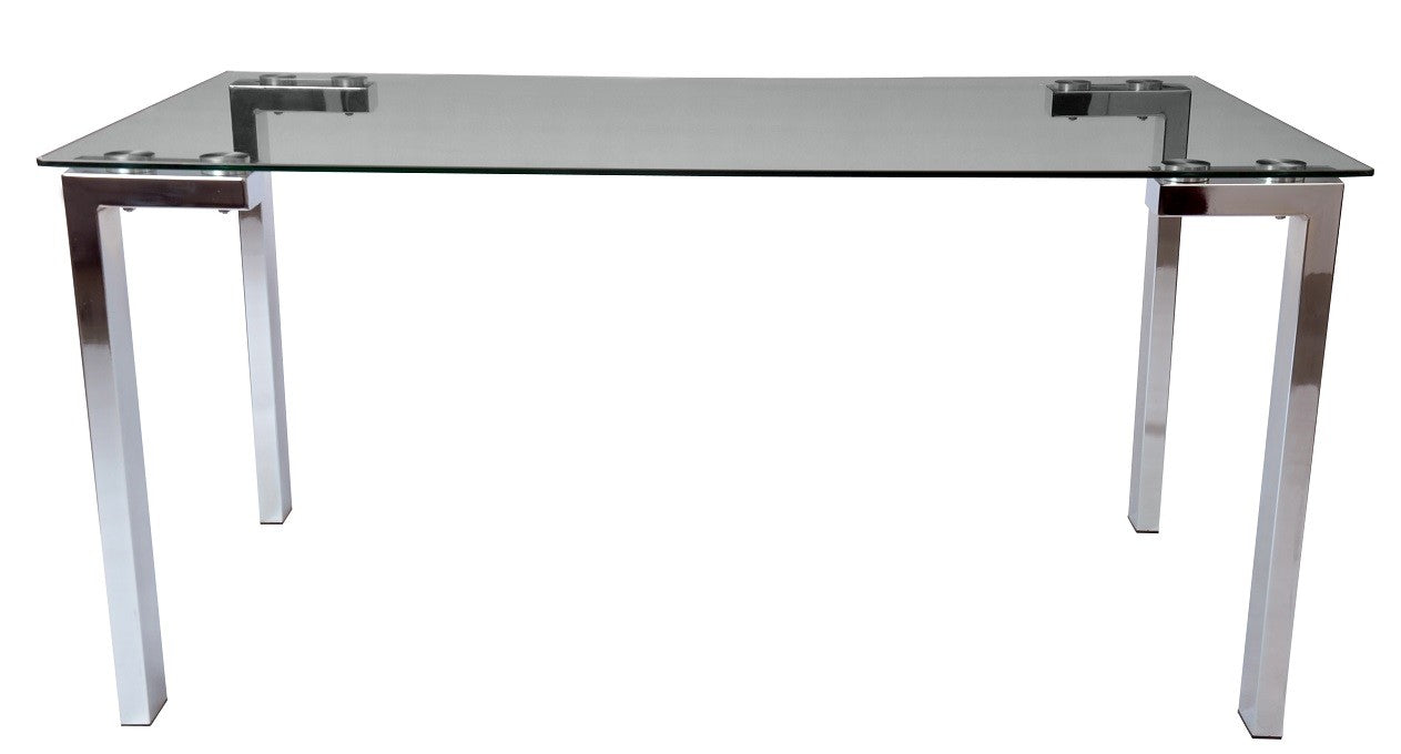 Mesa LAINEY 160 (M), cromada, cristal, 160x90 cms