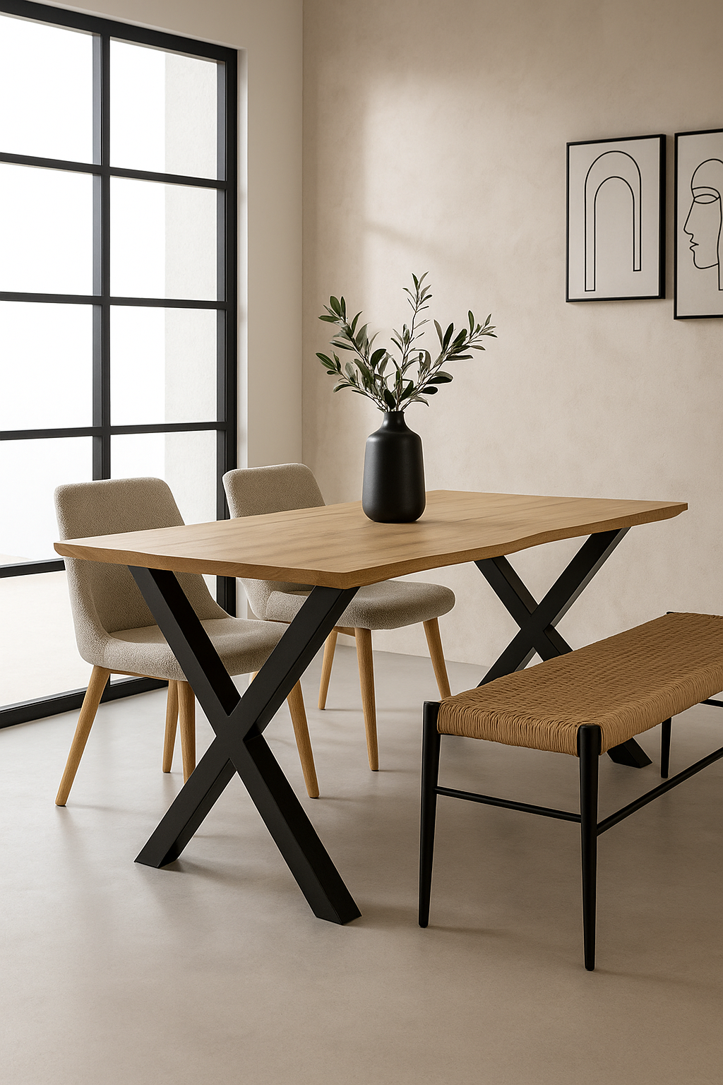 Mesa LERMA 160, metal, negro, tapa DM bilaminado 160 x 90 cms