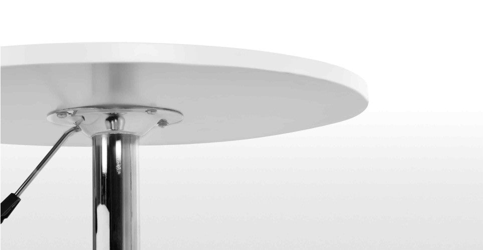 Mesa MABEL, graduable, tapa soft blanca, 70 cms de diámetro