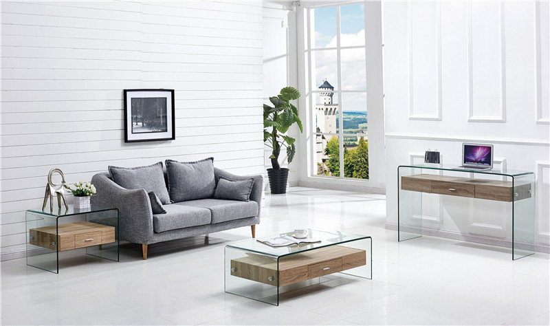Mesa MARILYN, baja, madera, cristal, 110x55 cms