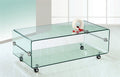 Mesa MELBOURNE, cristal curvado, ruedas, 120x60 cms