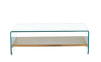 Mesa POITIERS, baja, estante, cristal, 110x55 cms