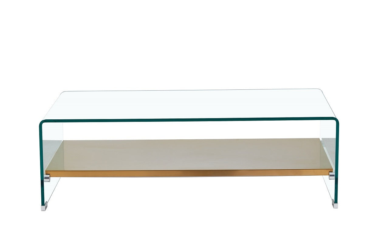 Mesa POITIERS, baja, estante, cristal, 110x55 cms