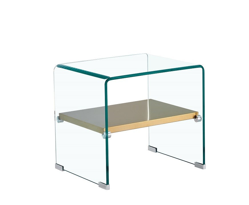 Mesa POITIERS, baja, estante, cristal, 50 x 40 cms