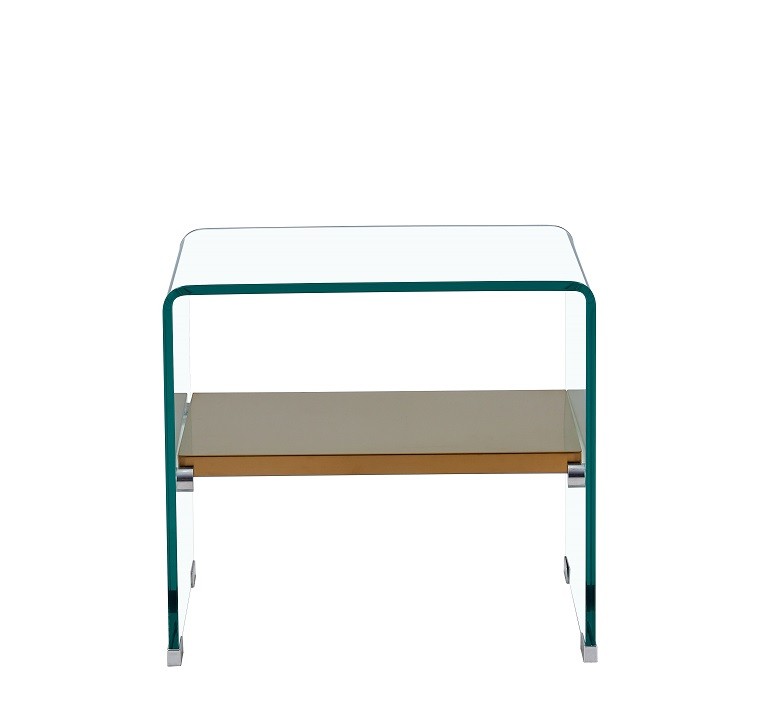 Mesa POITIERS, baja, estante, cristal, 50 x 40 cms
