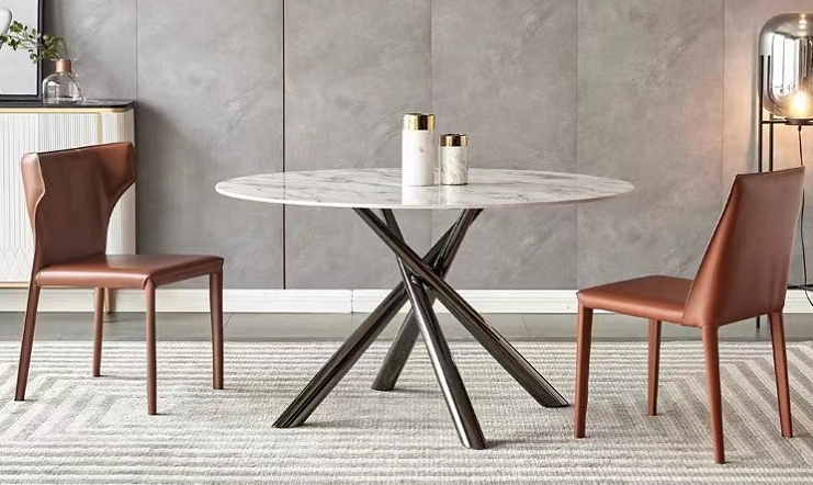 Mesa SAHARA, metal negro, tapa de cristal templado, 120 cms de diámetro