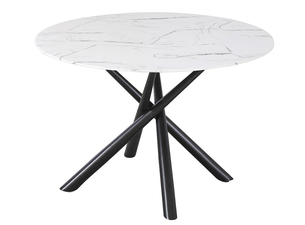 Mesa SAHARA, metal negro, tapa de cristal templado, 120 cms de diámetro