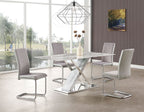 Mesa SIGRID, acero inoxidable, DM, tapa de cristal templado, 180 x 90 cms