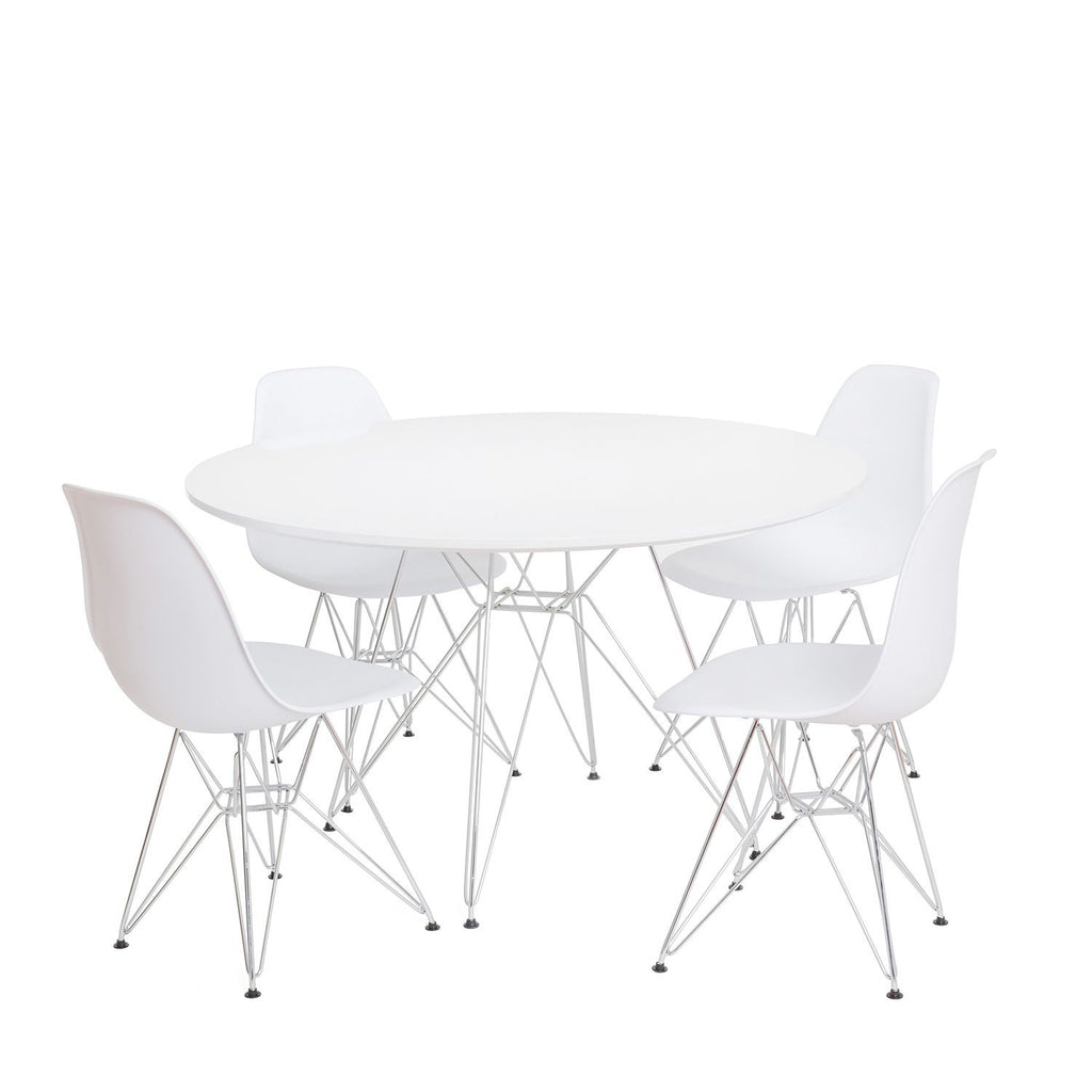 Mesa STAR, cromada, lacada blanca, 100 cms de diámetro