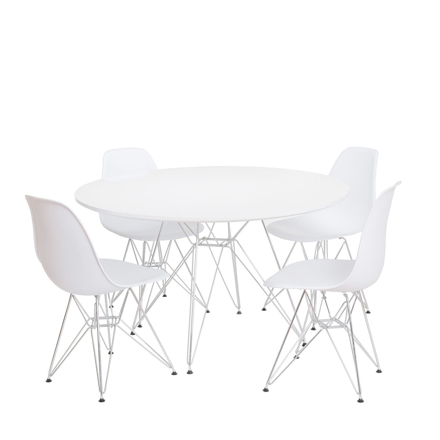 Mesa STAR, cromada, lacada blanca, 100 cms de diámetro