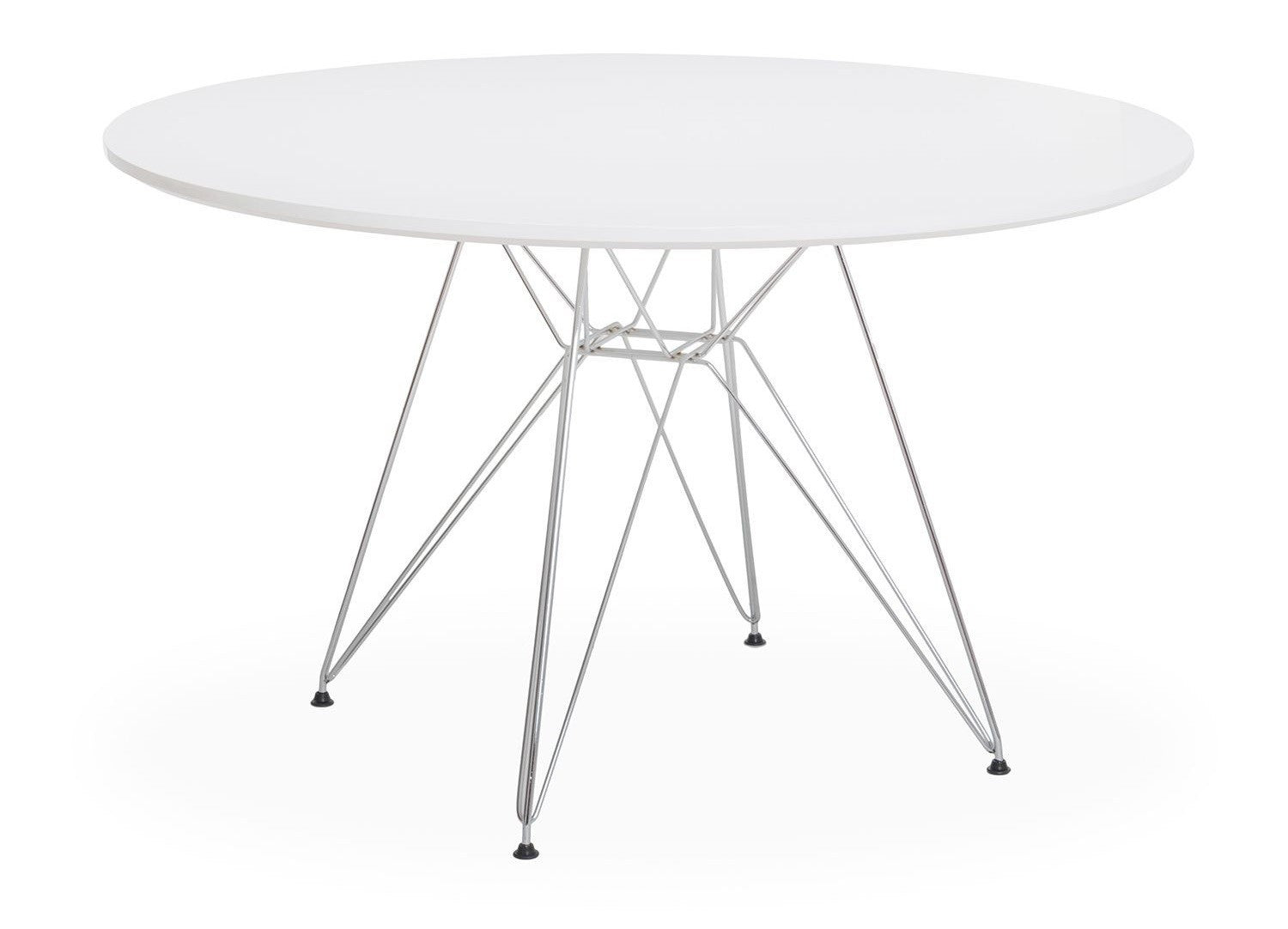 Mesa STAR, cromada, lacada blanca, 120 cms de diámetro