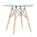 Mesa STAR, madera, cristal, 100 cms de diámetro