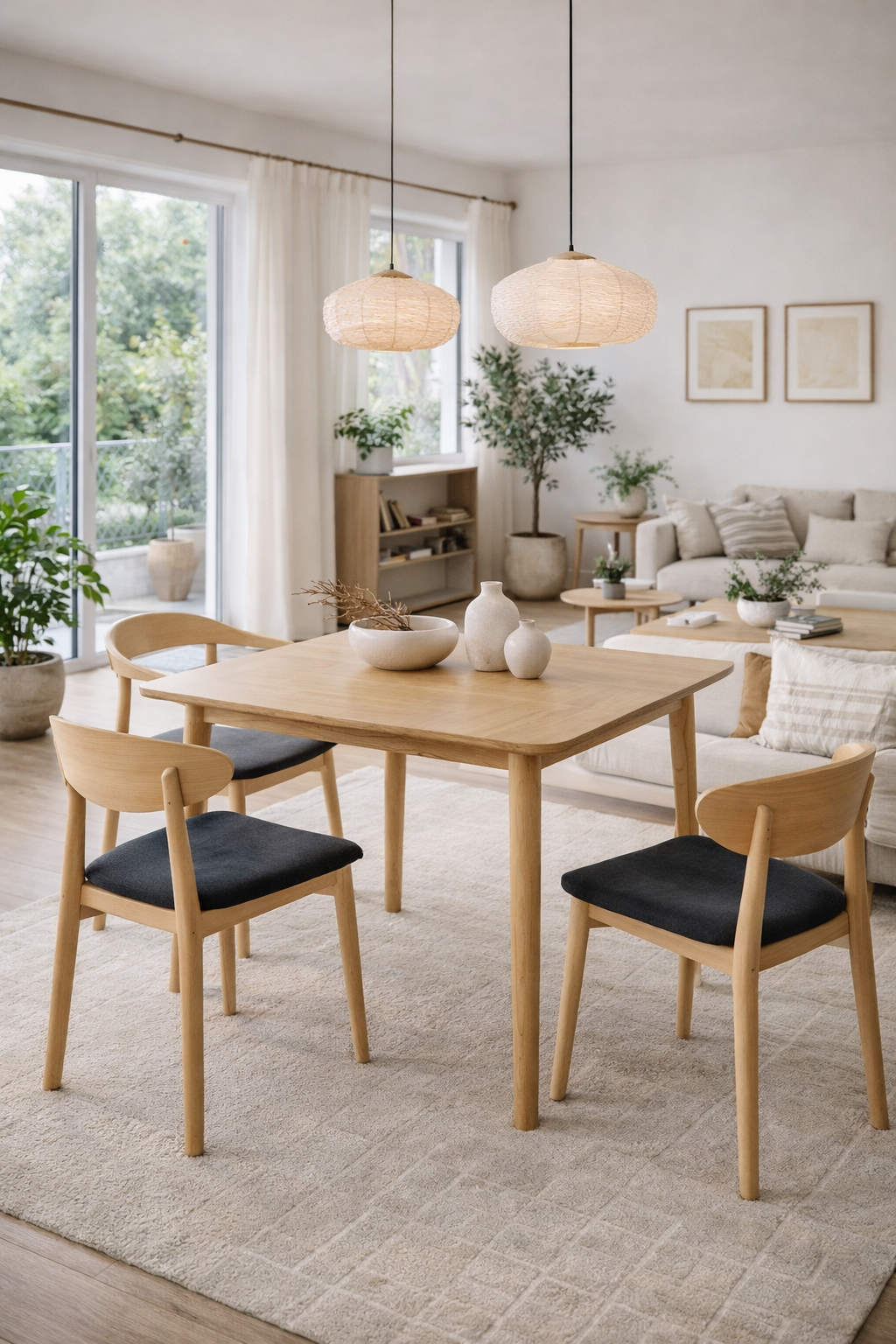 Mesa TRANSILVANIA, madera natural, 75 x 75 cms