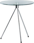 Mesa TRIPLICATE, baja, cromada, cristal,  50 cms diámetro.