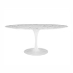 Mesa TUL, oval, fibra de vidrio, mármol blanco 160x90 cms