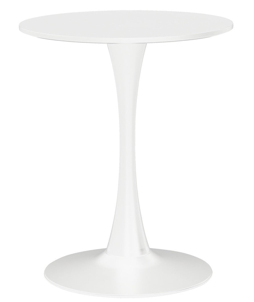 Mesa TUL (SI), base de metal, tapa lacada blanca, 60 cms de diámetro