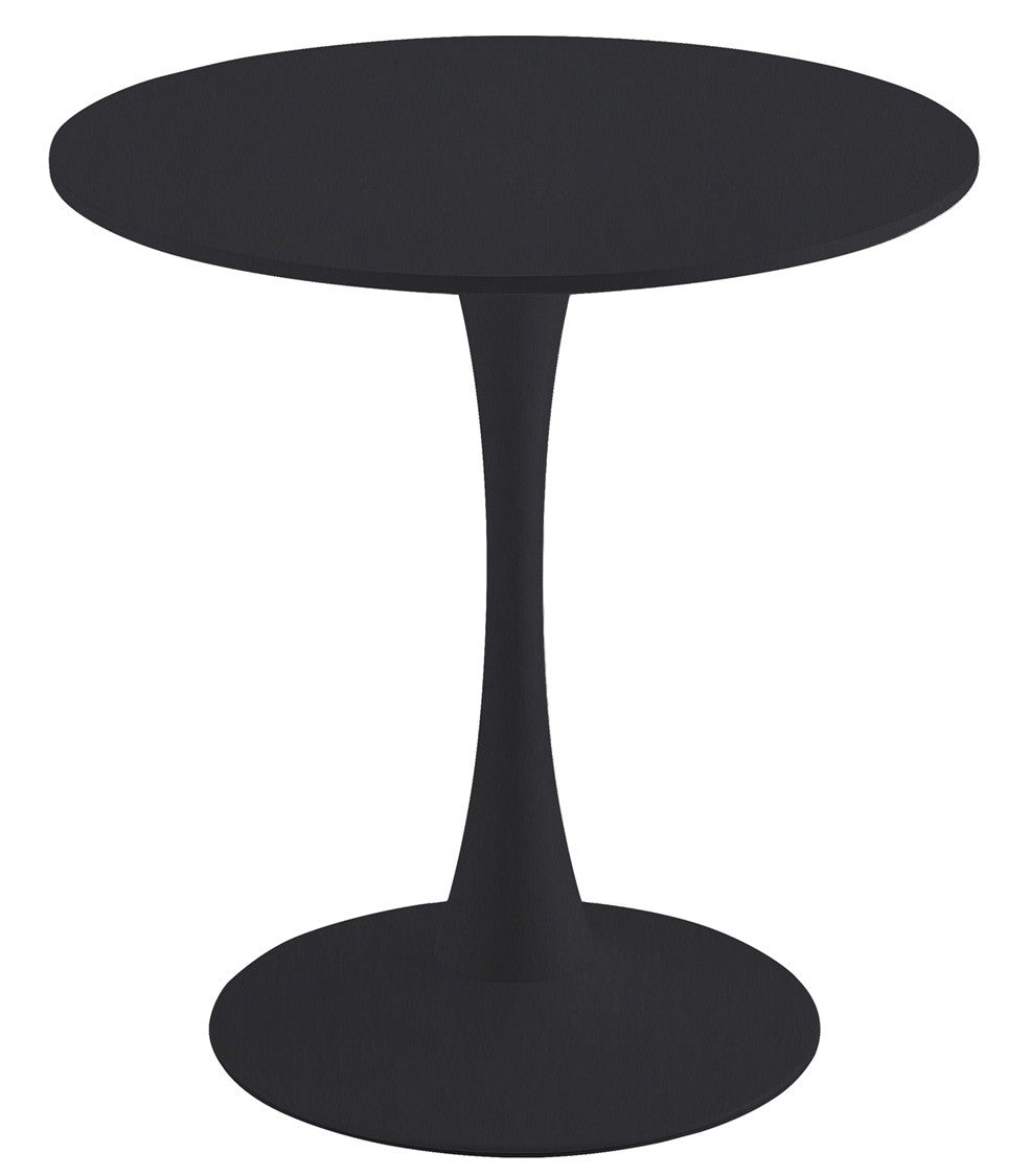 Mesa TUL (SI), base de metal, tapa lacada negra, 70 cms de diámetro