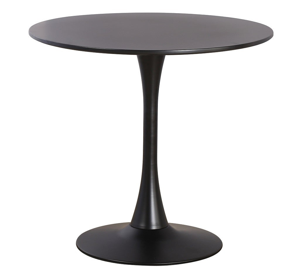 Mesa TUL (SU), base de metal, tapa lacada negra, 90 cms de diámetro