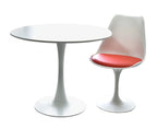 Mesa TUL (TO), base de metal, tapa lacada blanca, 120 cms de diámetro