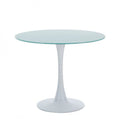 Mesa TUL (TO), metal, tapa de cristal blanco, 90 cms de diámetro