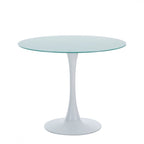 Mesa TUL (TO), metal, tapa de cristal blanco, 90 cms de diámetro
