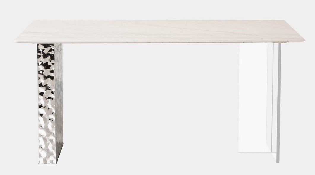 Mesa VENETO, acero inoxidable, acrílico, tapa de cerámica, 160 x 90 cms
