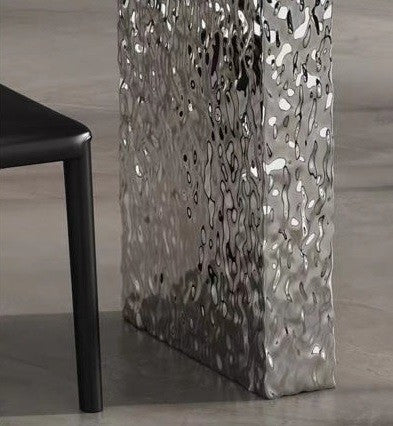 Mesa VENETO, acero inoxidable, acrílico, tapa de cerámica, 160 x 90 cms