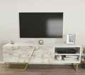 Mueble de TV MARCUS, bilaminado mármol blanco, 150 cms.