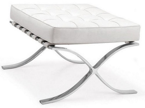 Ottoman BARNA (T), acero inoxidable, piel top blanca