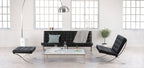 Ottoman BARNA (T), acero inoxidable, similpiel negra