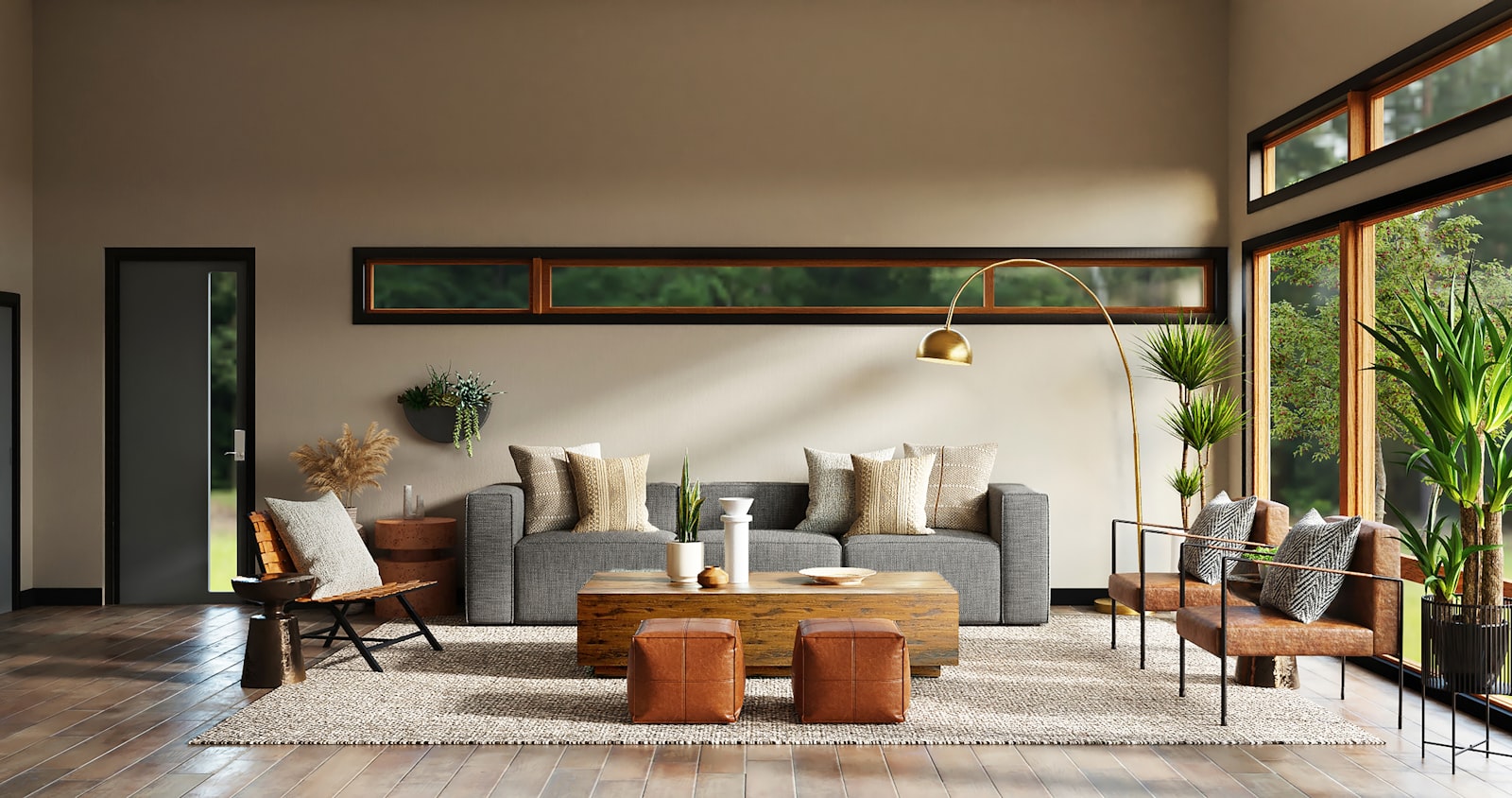 Salón moderno decorado con muebles de diseño