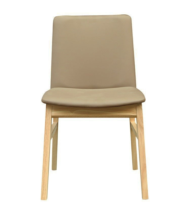 Silla ALPES, madera de haya, natural, similpiel marrón