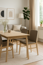 Silla ALPES, madera de haya, natural, similpiel marrón