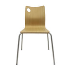 Silla AMELIE, apilable, acero inoxidable, asiento laminado HPL, color natural