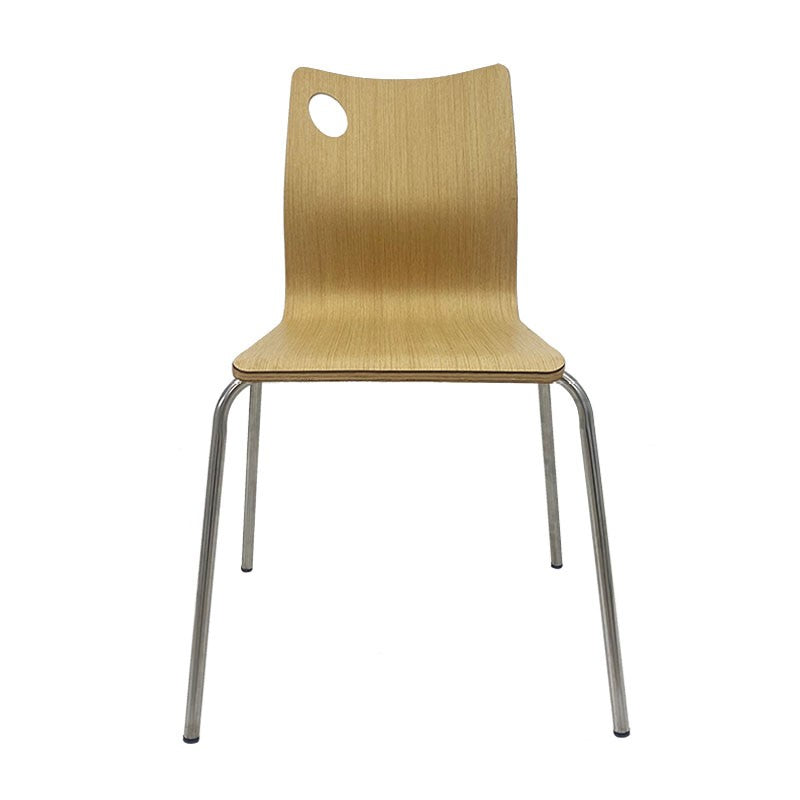 Silla AMELIE, apilable, acero inoxidable, asiento laminado HPL, color natural