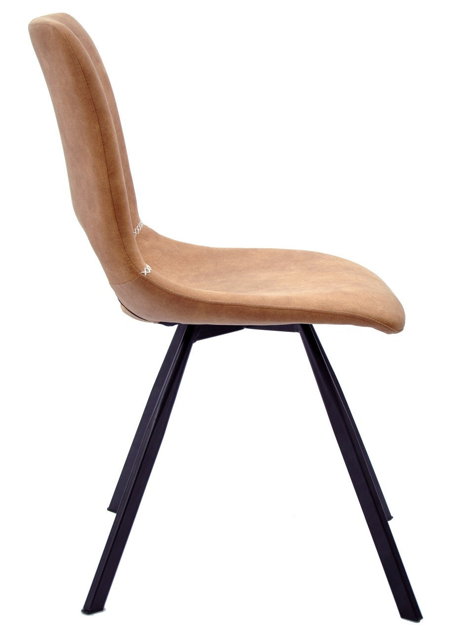 Silla ANTIBES NEW, metal, similpiel marrón claro