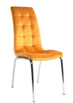 Silla AROA, cromada, tapizada velvet amarillo