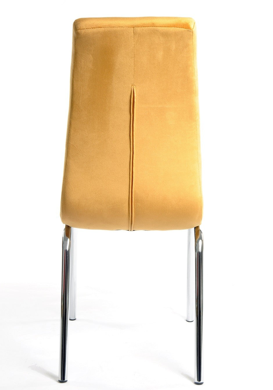Silla AROA, cromada, tapizada velvet amarillo