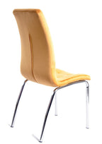 Silla AROA, cromada, tapizada velvet amarillo