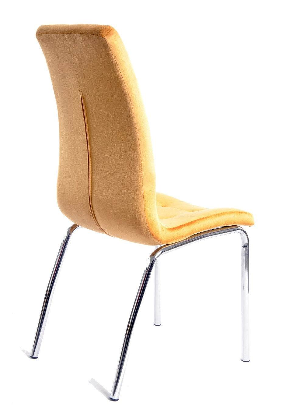 Silla AROA, cromada, tapizada velvet amarillo