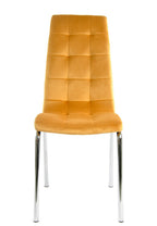 Silla AROA, cromada, tapizada velvet amarillo