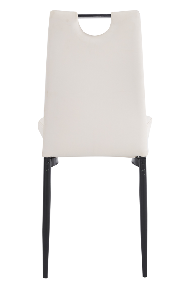 Silla AROSA, apilable, metal, similpiel blanca