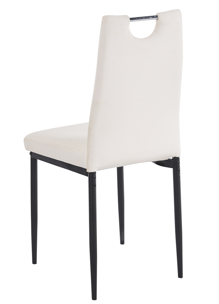 Silla AROSA, apilable, metal, similpiel blanca